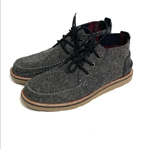 Toms Tweed & Leather High Tops --Men’s Size 10-Black/Grey Amazon.com | TOMS Navi Water Resistant Black Leather 7 D (M  main image 2